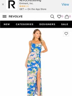 REVOLVE Blue Floral Maxi Dress with Side Slit